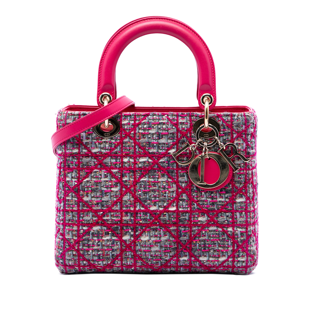 Pre-Loved Dior Medium Tweed Macrocannage Lady Dior